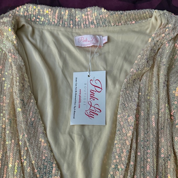 Pink Lily Gold Sequin Wrap Blouse - Picture 2 of 3
